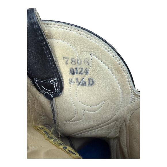 Vintage Stewart Boot Co Black Leather Western Cowboy Boot Men size 8.5 D - Picture 10 of 11